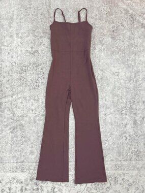 m auve long flare legging romper jumpsuit